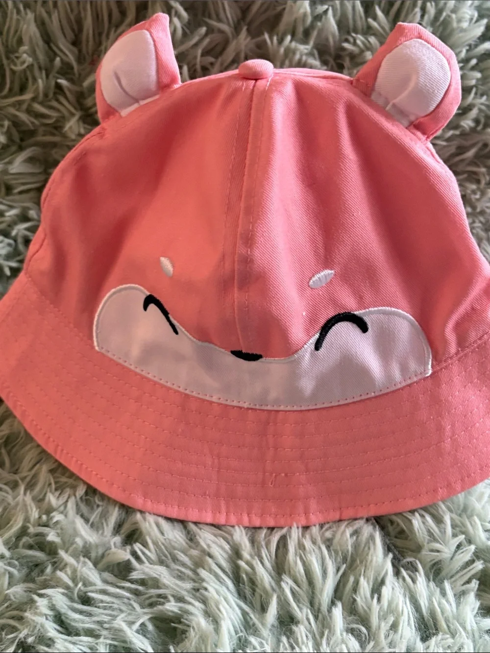 Claire's Pink Fox kids Bucket Hat with Ears cotton poly